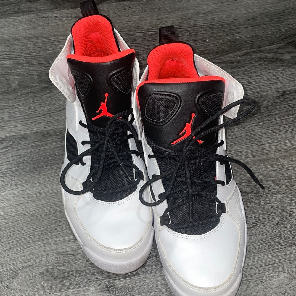 Jordan Men's White, Black, and Red Sneakers